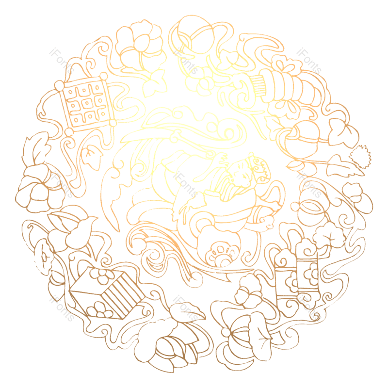 古人图片,装饰图案元素,传统PNG,金色图案免抠素材